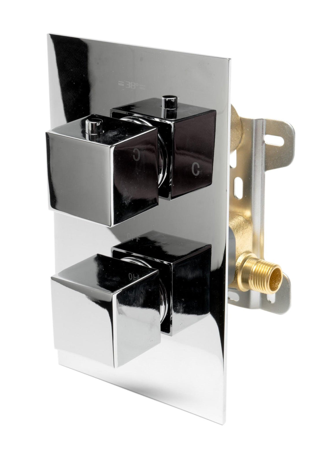 ALFI brand AB2601-PC Polished Chrome Square Knob 1 Way Thermostatic Shower Mixer