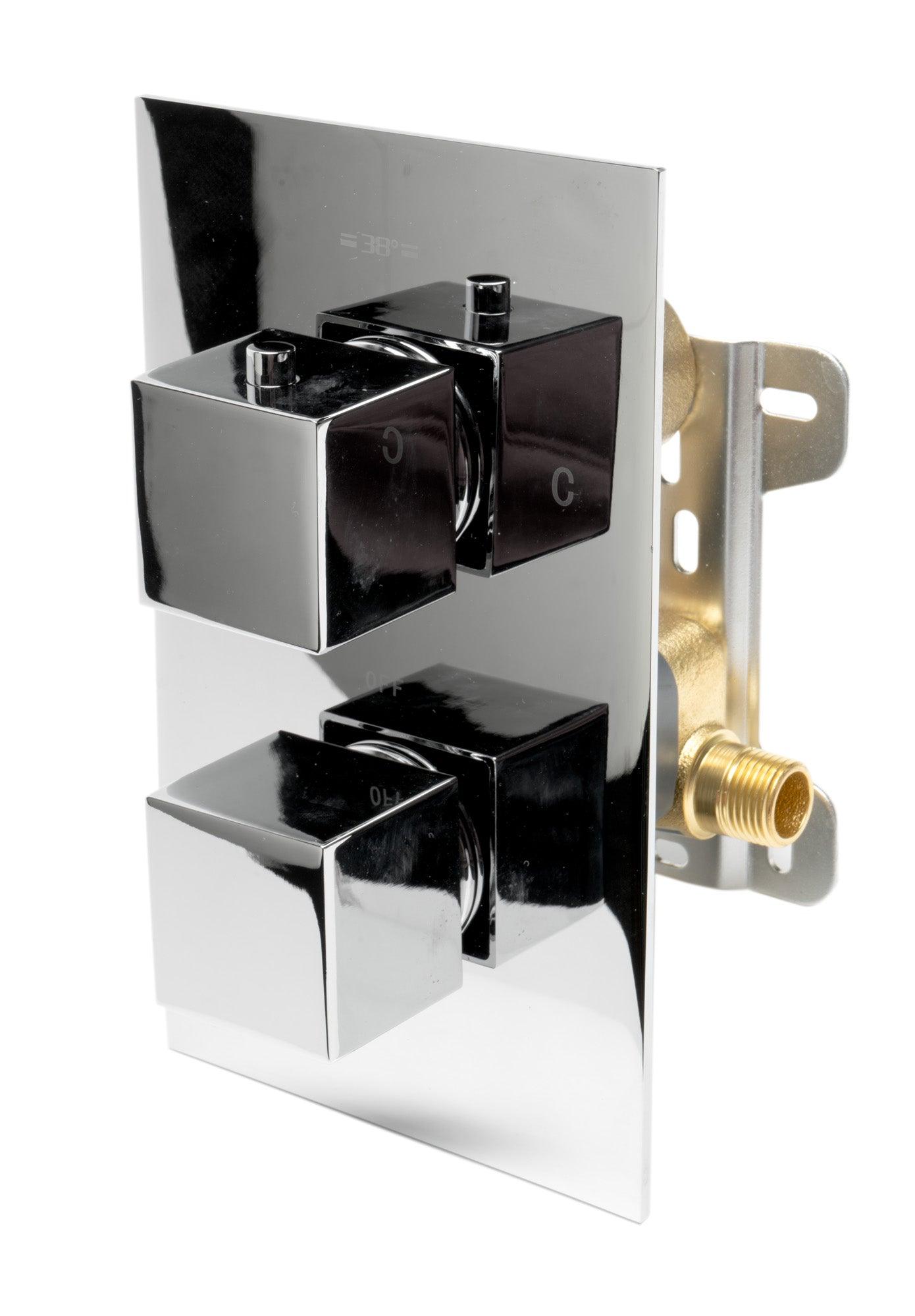ALFI brand AB2601-PC Polished Chrome Square Knob 1 Way Thermostatic Shower Mixer