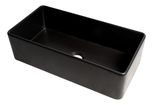 ALFI brand ABF3618-BM Black Matte Smooth Apron 36" x 18" Single Bowl Fireclay Farm Sink
