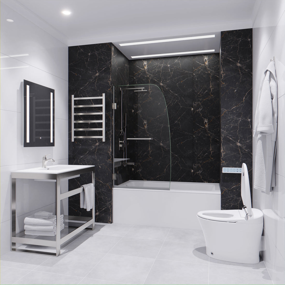 Grand Series 34 in. by 58 in. Frameless Hinged Tub Door