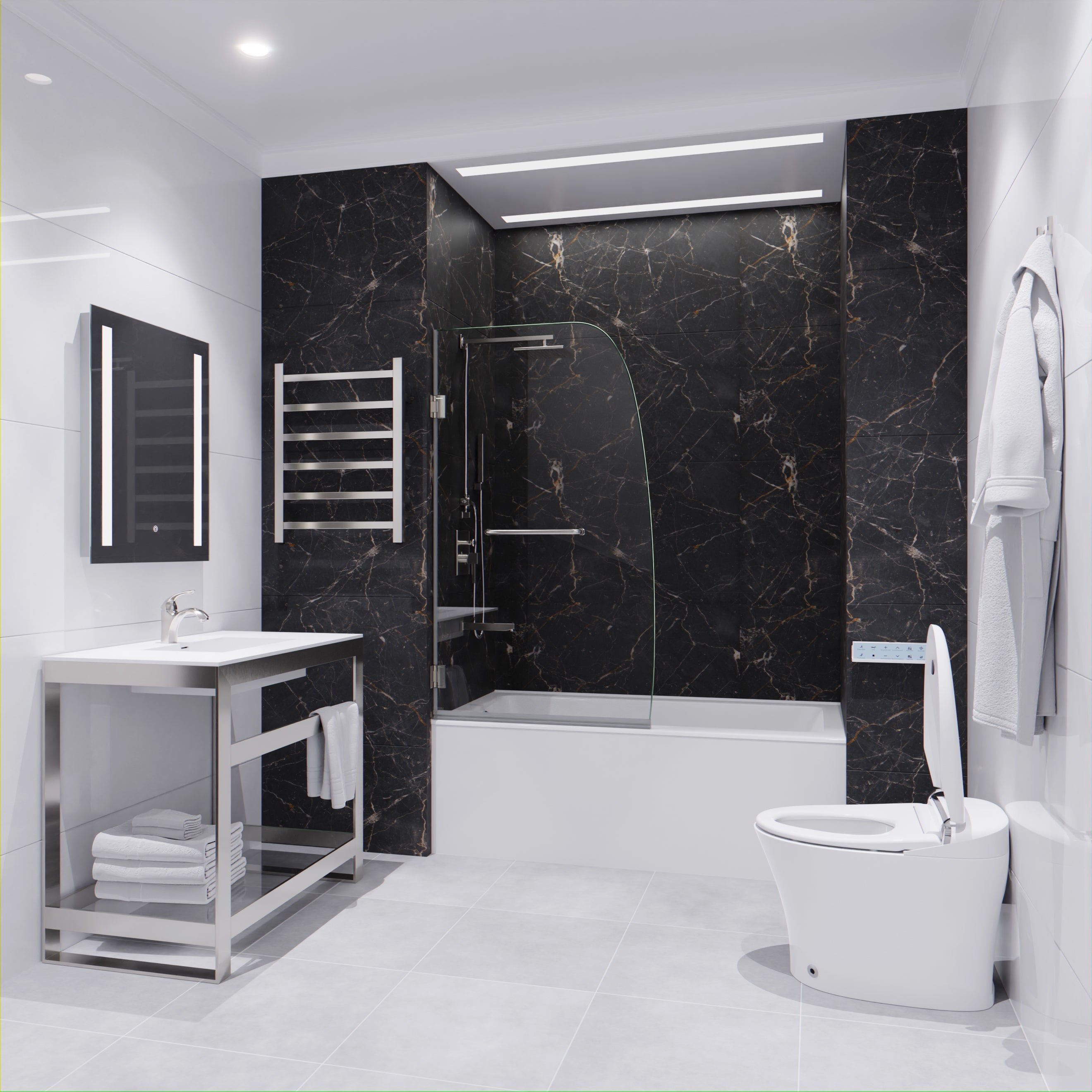 Grand Series 34 in. by 58 in. Frameless Hinged Tub Door