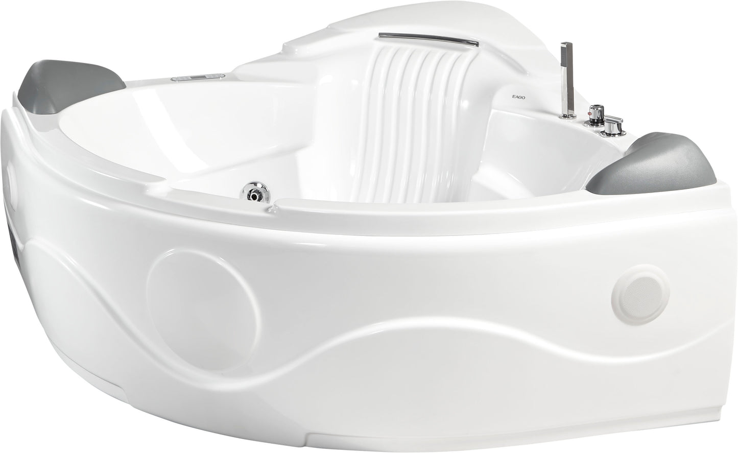 EAGO AM505ETL 5 ft Corner Acrylic White Waterfall Whirlpool Bathtub for Two