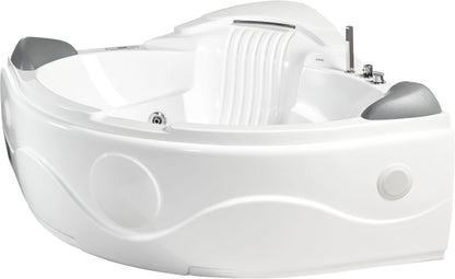 EAGO AM505ETL 5 ft Corner Acrylic White Waterfall Whirlpool Bathtub for Two