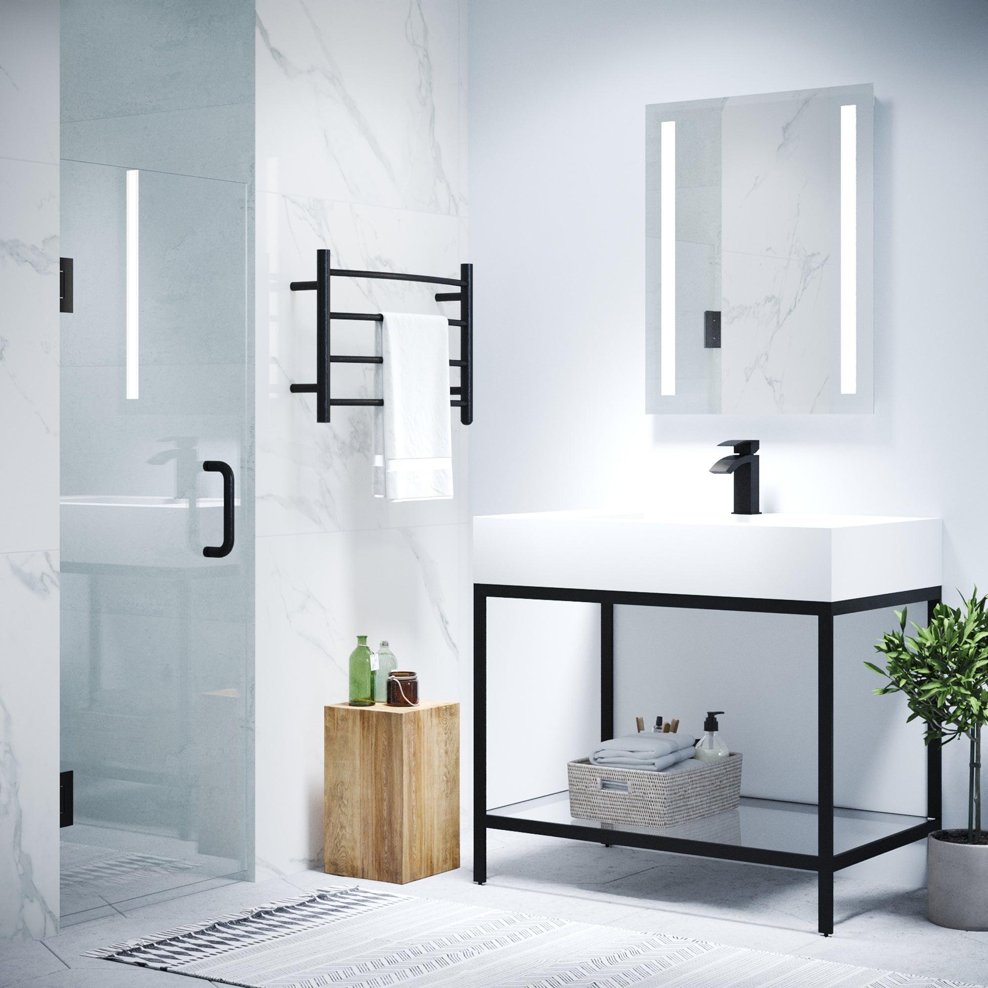 Fellow Series 24 in. by 72 in. Frameless Hinged shower door with Handle