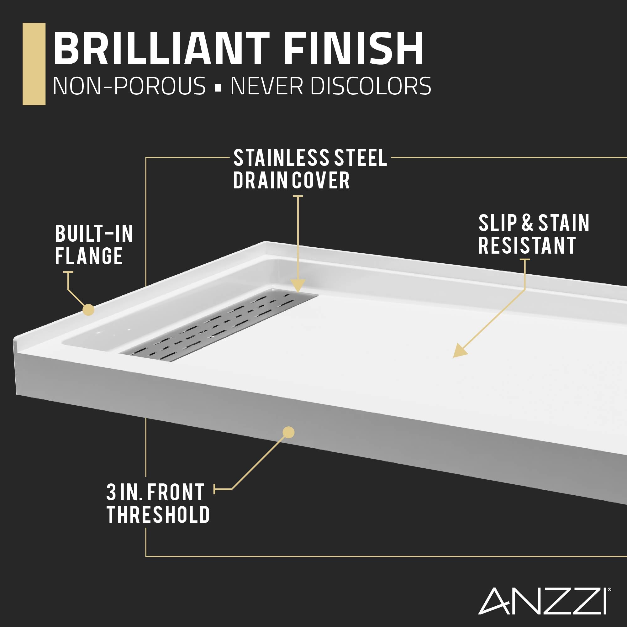 ALEXANDER 48 in. x 32 in. Center Drain Shower Base