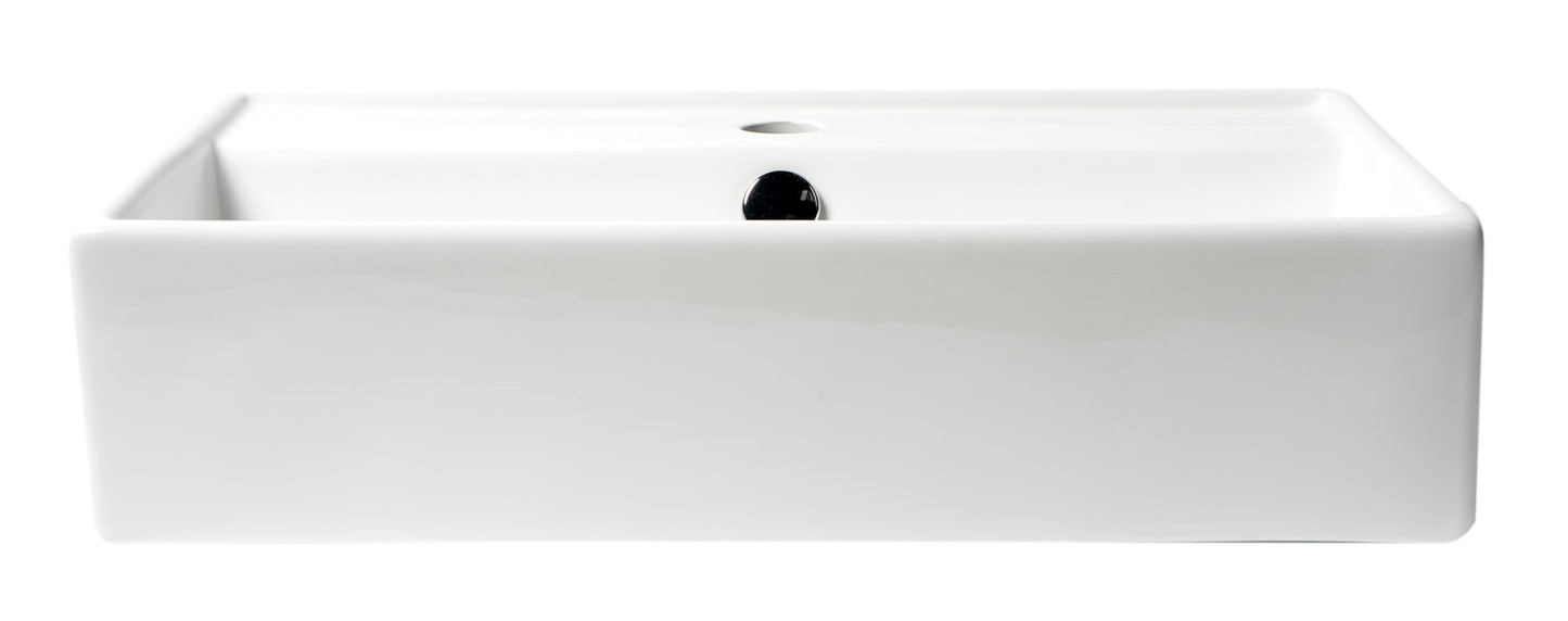 ALFI brand ABC122 White 22" Rectangular Wall Mounted Ceramic Sink with Faucet Hole