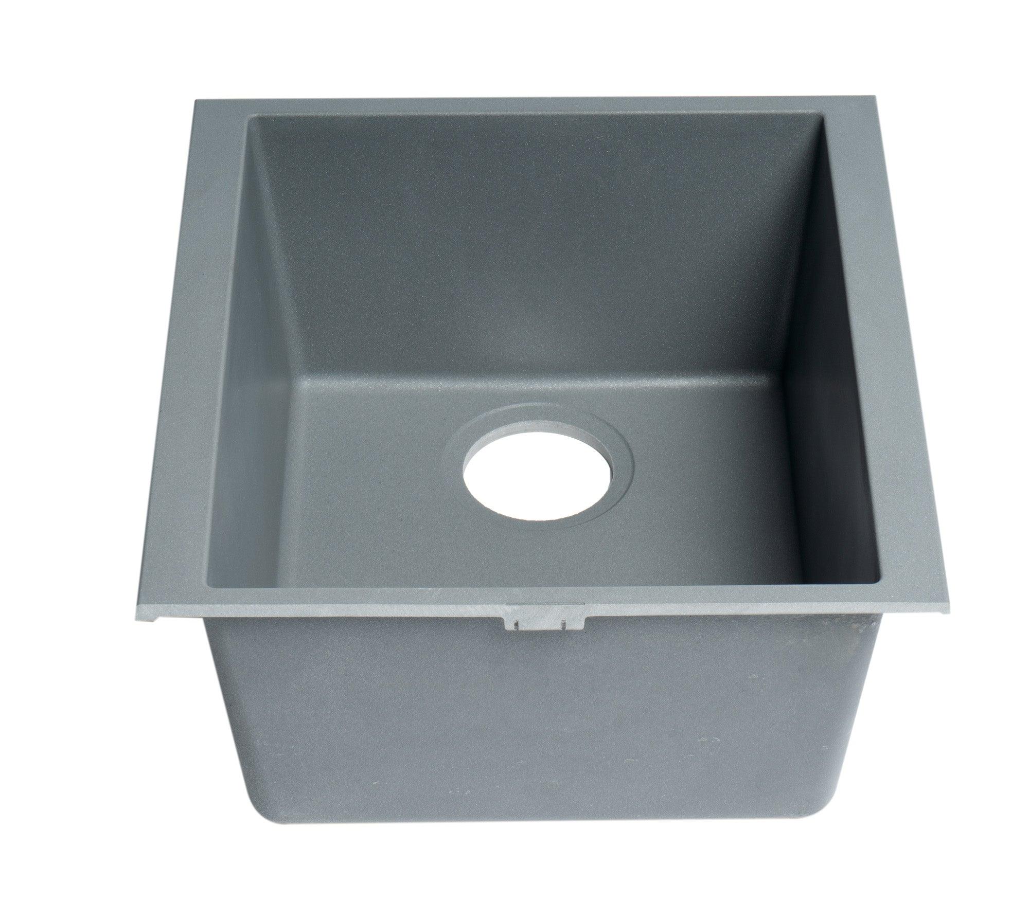 ALFI brand AB1720UM-T Titanium 17" Undermount Rectangular Granite Composite Kitchen Prep Sink