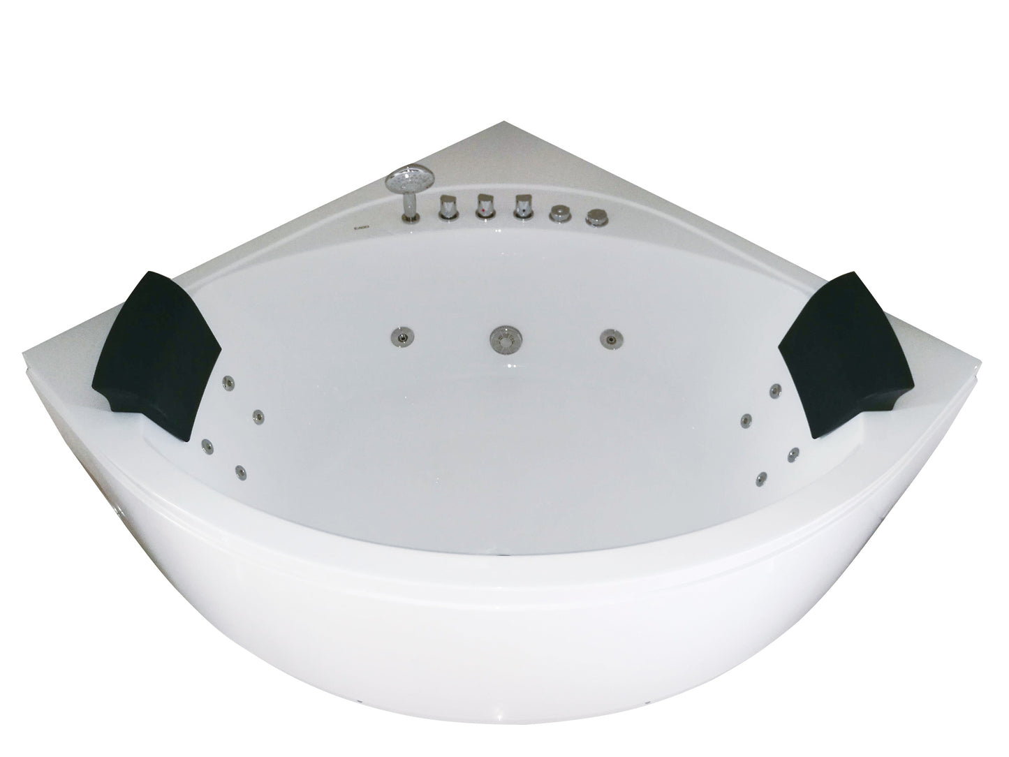 EAGO AM200  5' Rounded Modern Double Seat Corner Whirlpool Bath Tub with Fixtures