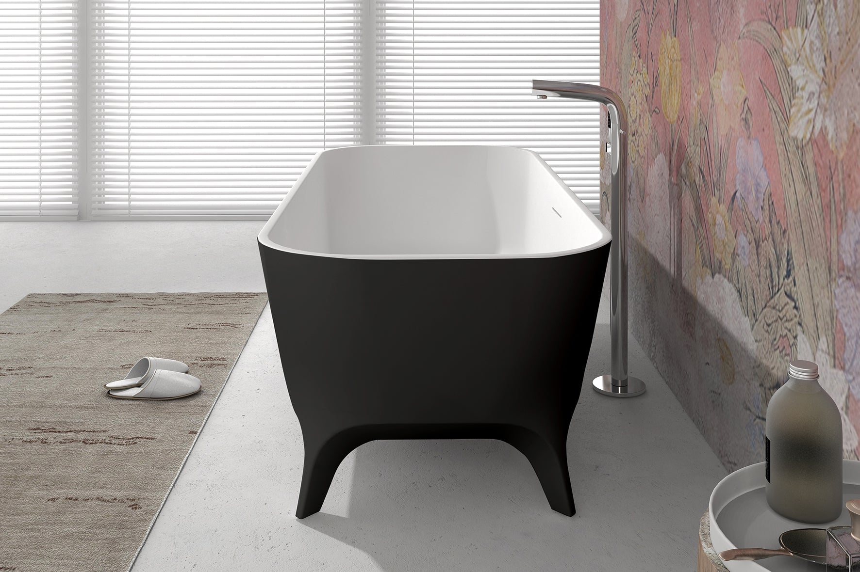Nightshade 63 in. Solid Surface Freestanding Bathtub in Matte Black
