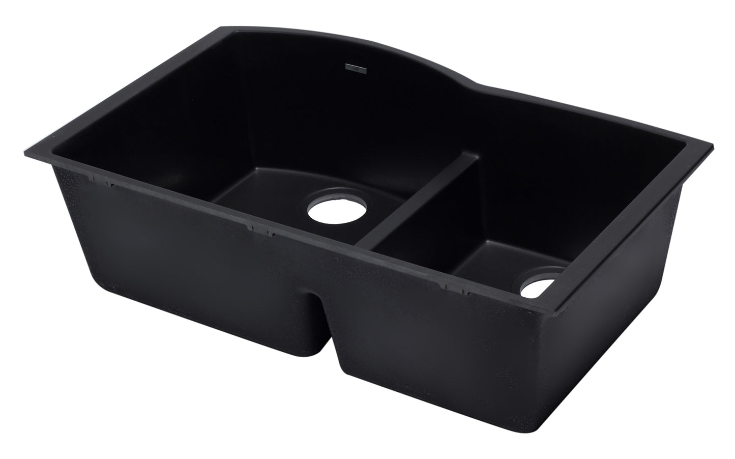 ALFI brand AB3320UM-BLA Black 33" Double Bowl Undermount Granite Composite Kitchen Sink