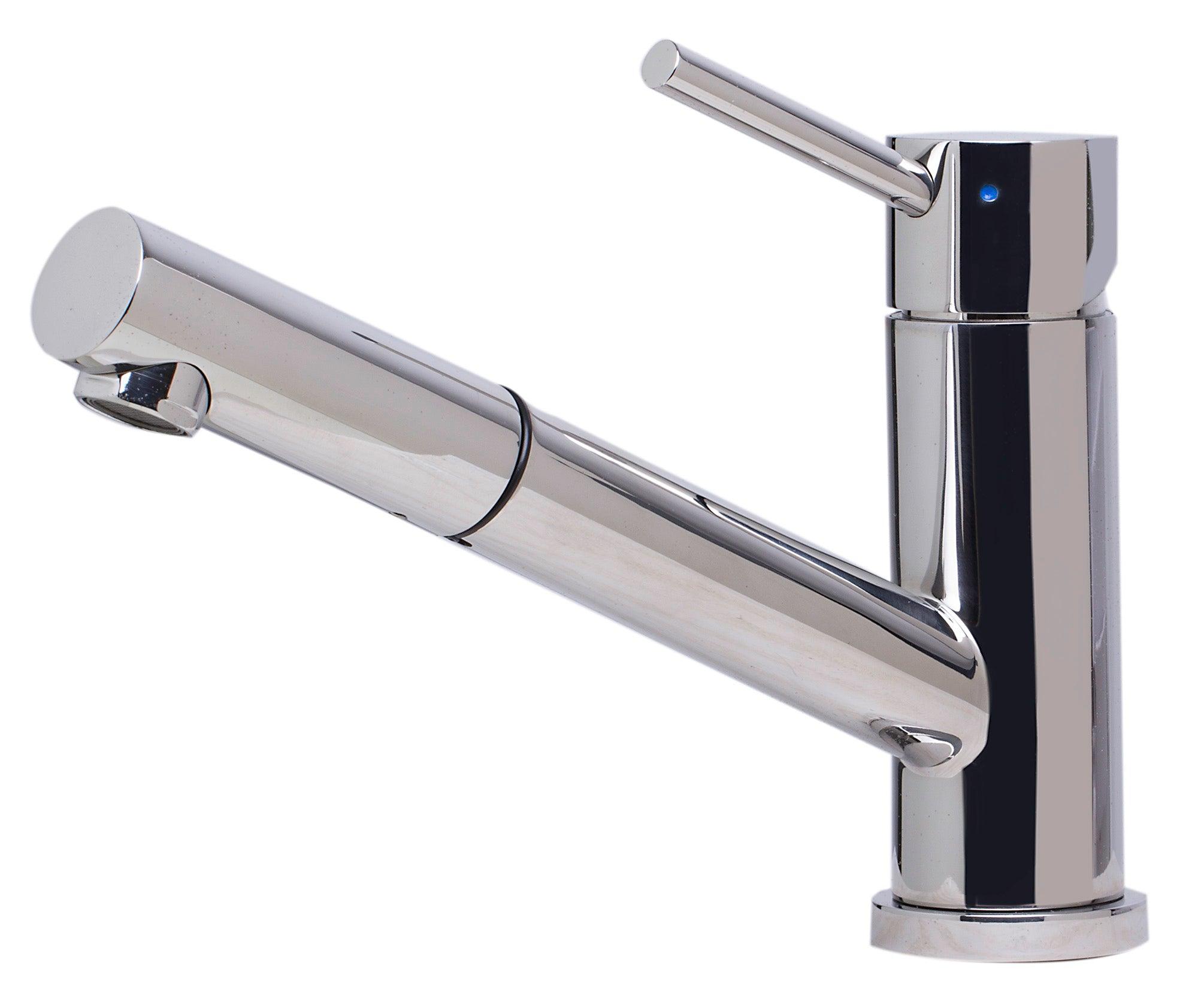 ALFI brand AB2025-PSS Solid Polished Stainless Steel Pull Out Single Hole Kitchen Faucet