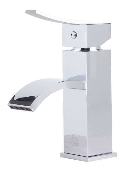 ALFI brand AB1258-PC Polished Chrome Square Body Curved Spout Single Lever Bathroom Faucet