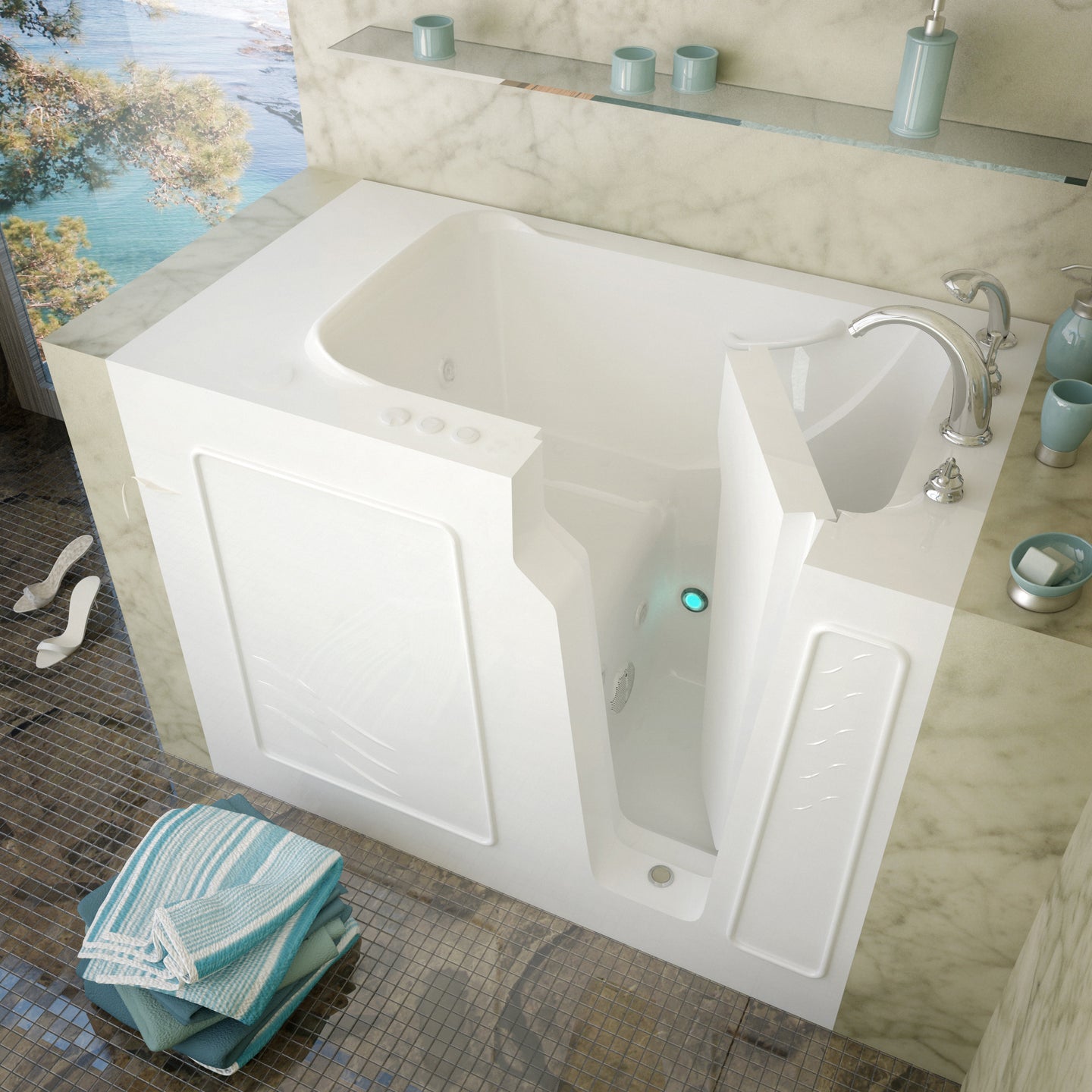 MediTub Walk-In 29 x 52 Right Drain Whirlpool Jetted Walk-In Bathtub 2952RWH