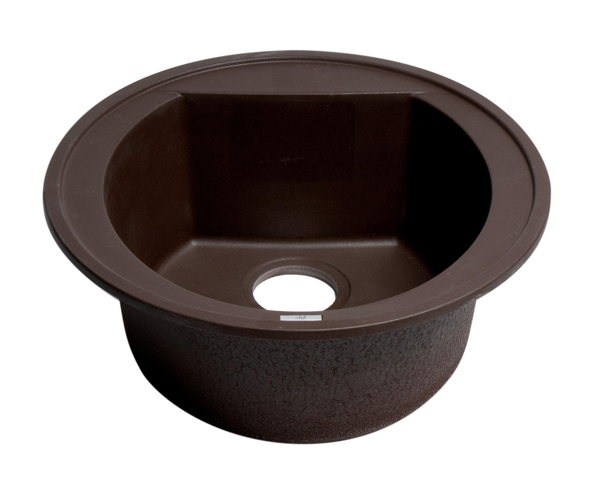 ALFI brand AB2020DI-C Chocolate 20" Drop-In Round Granite Composite Kitchen Prep Sink