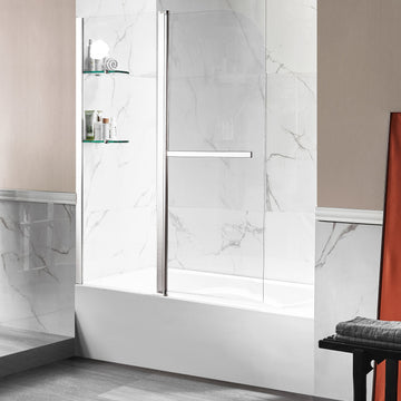 Anzzi 5 ft. Acrylic Rectangle Tub in White With 48 in. x 58 in. Frameless Tub Door