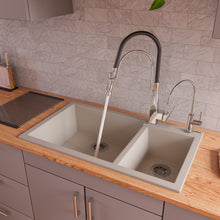Load image into Gallery viewer, ALFI brand AB3319DI-B Biscuit 34&quot; Double Bowl Drop In Granite Composite Kitchen Sink