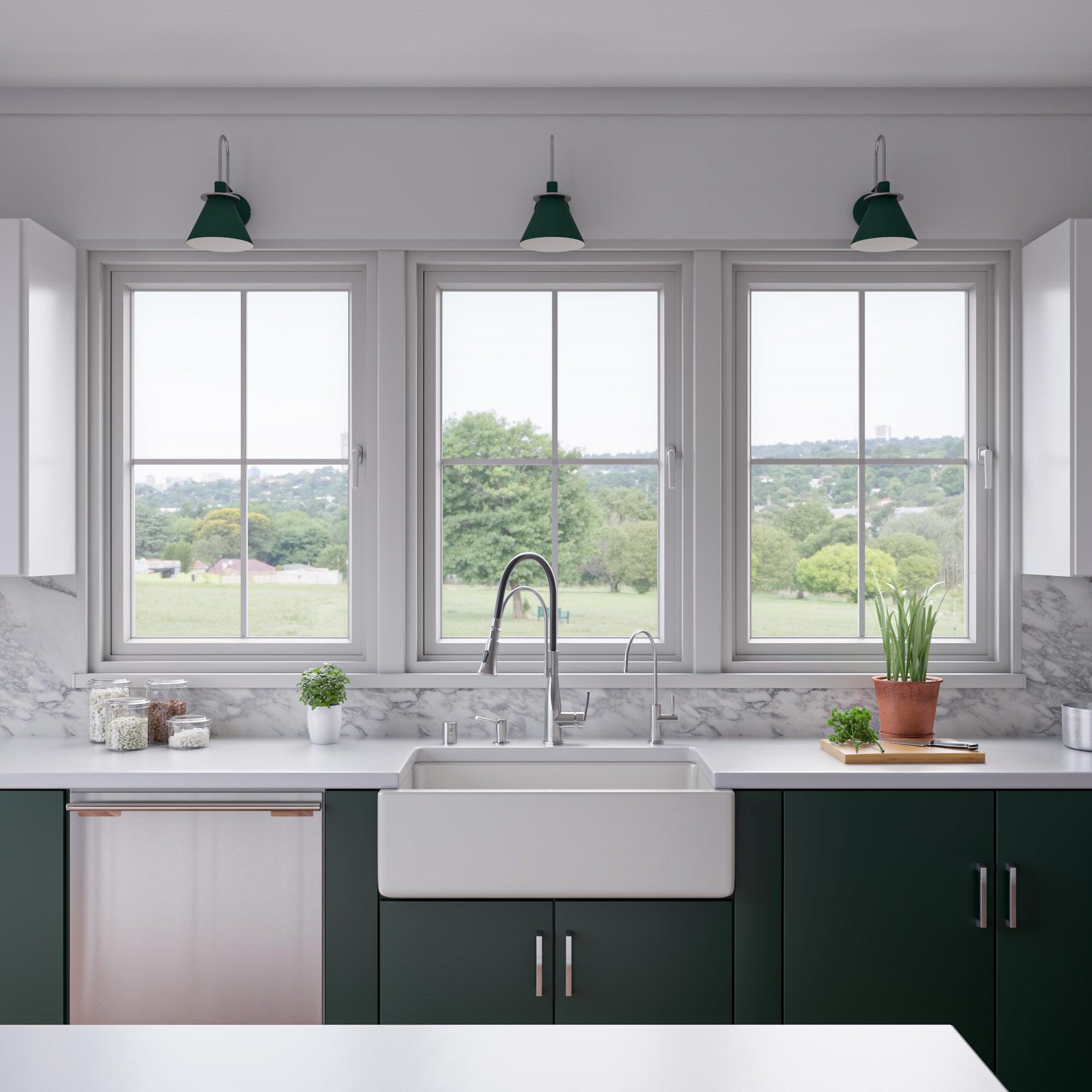 ALFI brand AB3318HS-W White 33" x 18" Reversible Fluted / Smooth Single Bowl Fireclay Farm Sink