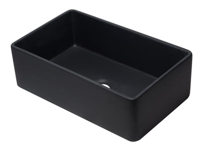 ALFI brand AB3320SB-BM 33 inch Black Reversible Single Fireclay Farmhouse Kitchen Sink