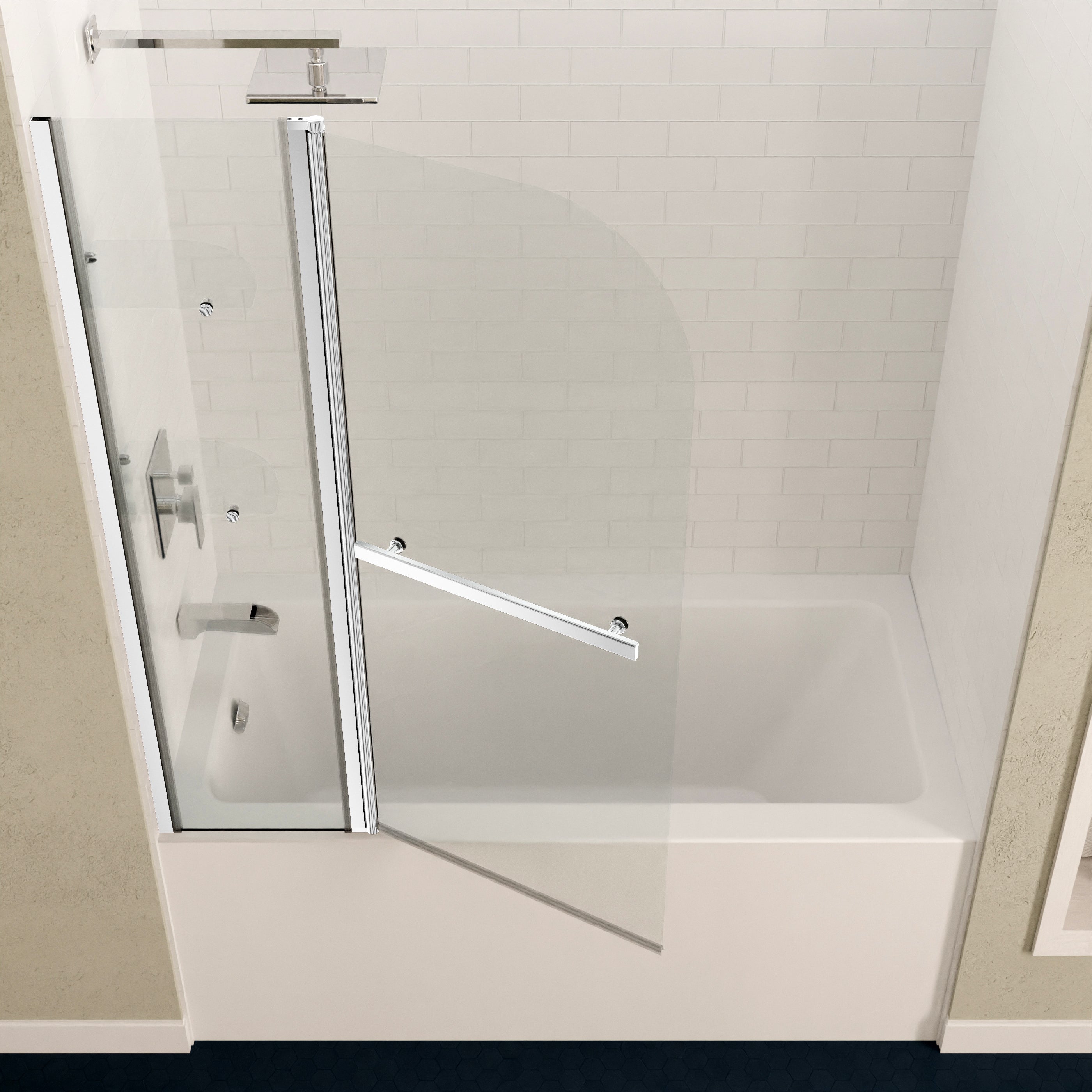 Anzzi 5 ft. Acrylic Rectangle Tub in White With 48 in. x 58 in. Frameless Tub Door