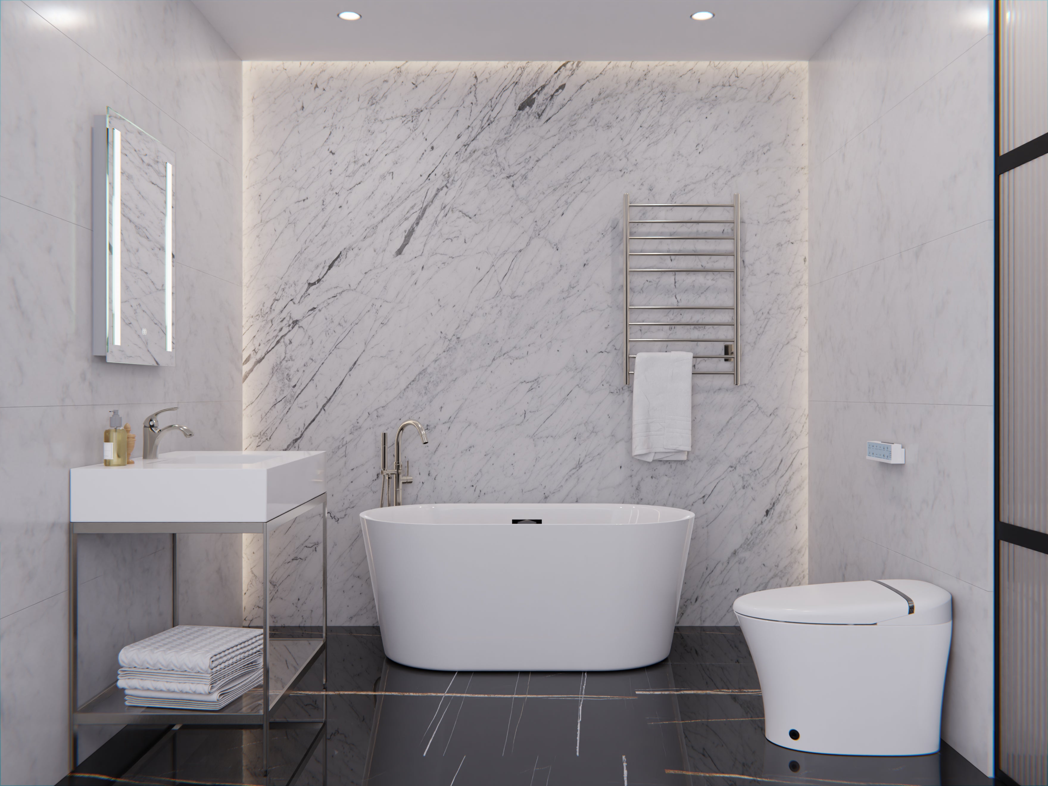 Chand 55 in. Acrylic Flatbottom Freestanding Bathtub in White