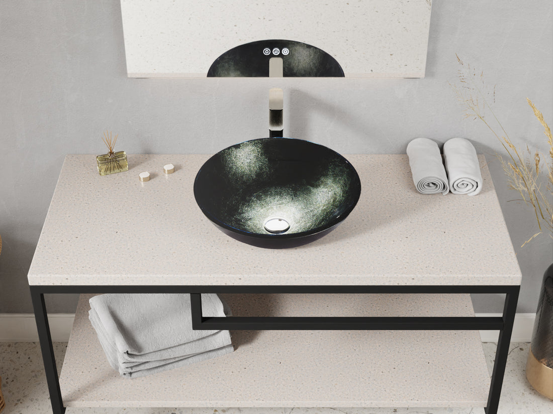 Amalfi Round Glass Vessel Bathroom Sink with Stellar