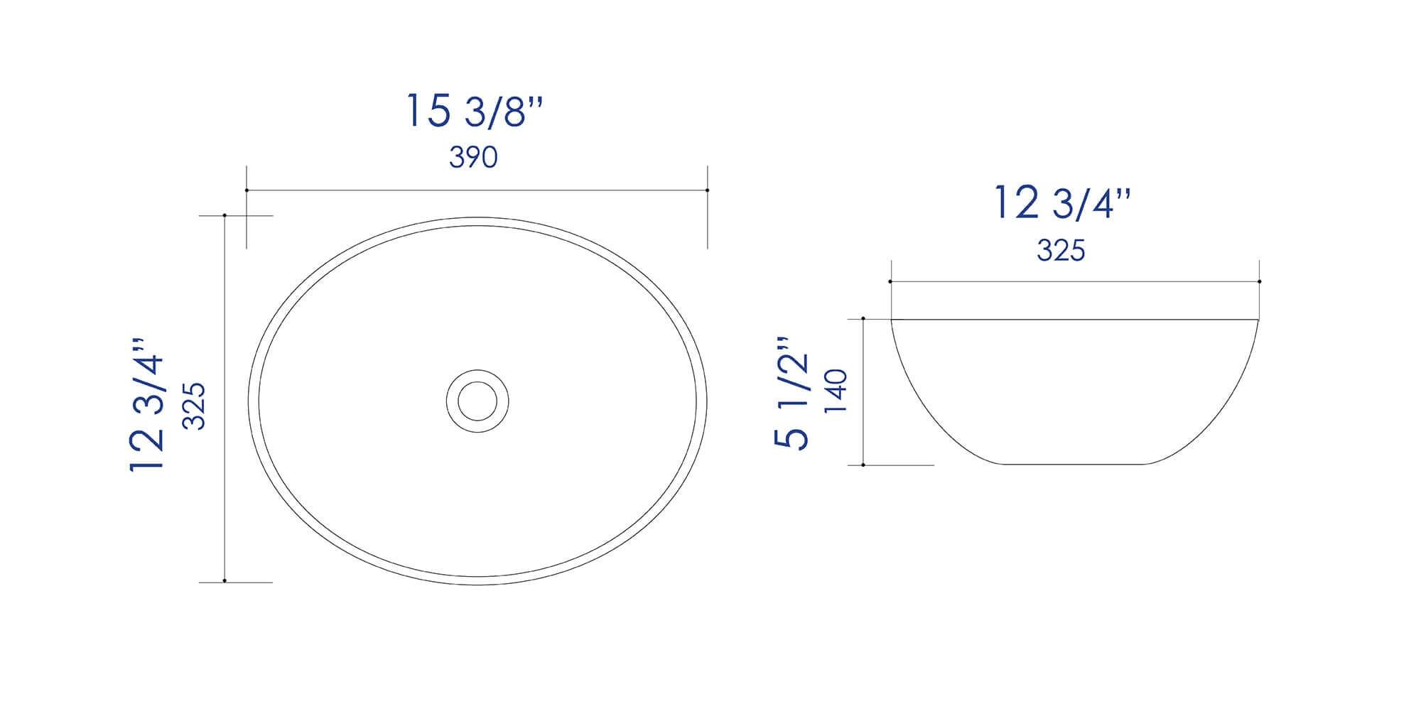 ALFI brand ABC913 White 16" Egg Shape Above Mount Ceramic Sink