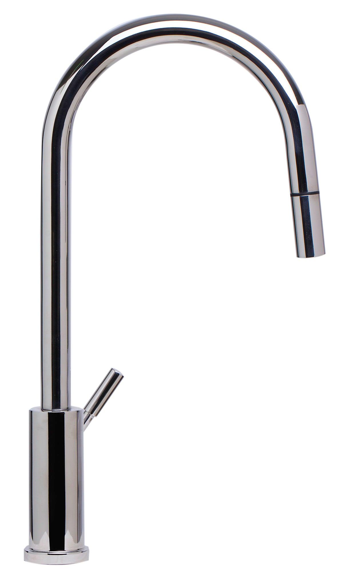 ALFI brand AB2028-PSS Solid Polished Stainless Steel Single Hole Pull Down Kitchen Faucet