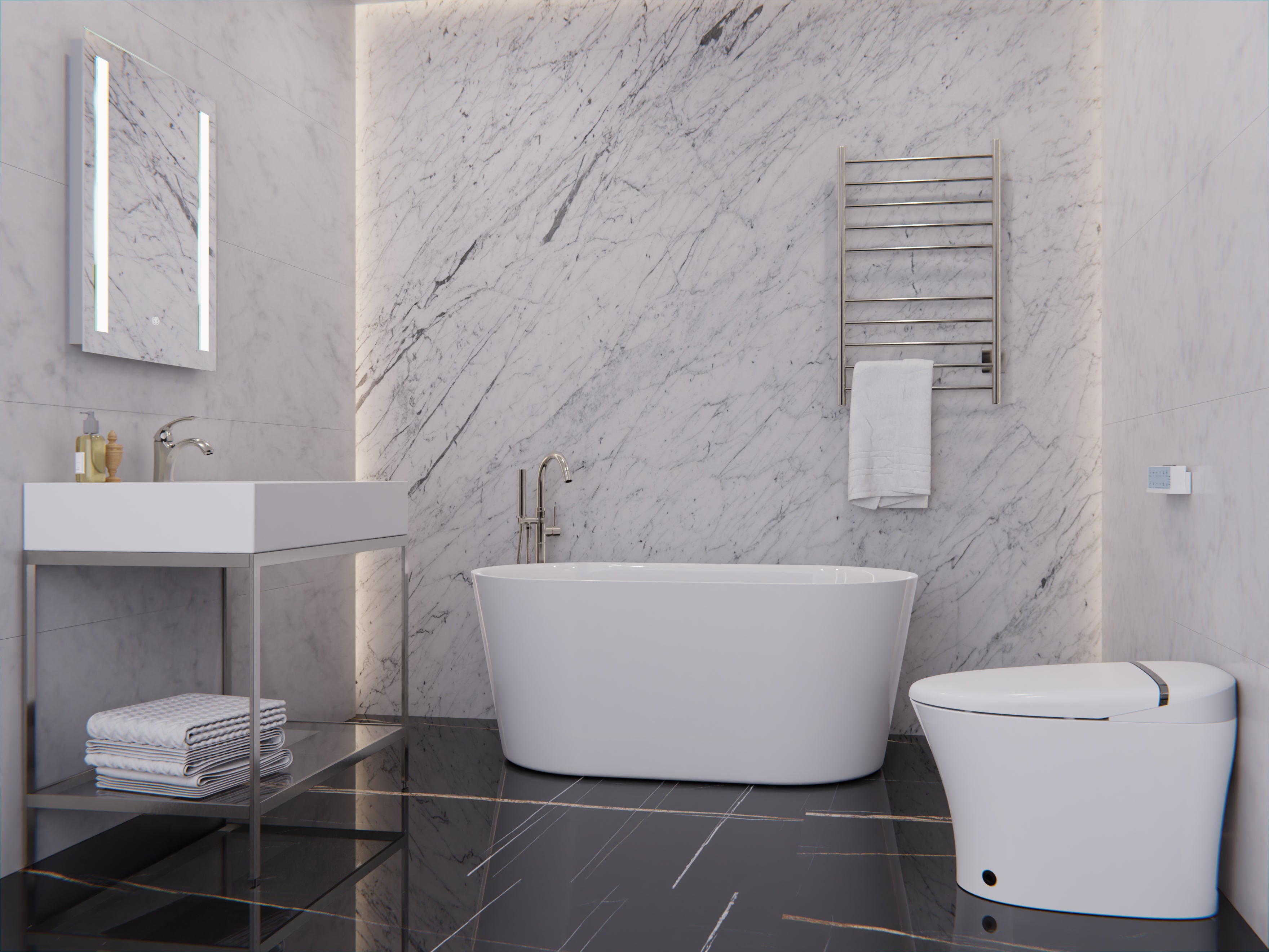 Chand 55 in. Acrylic Flatbottom Freestanding Bathtub in White