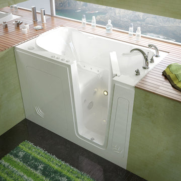 MediTub Walk-In 30 x 54 Right Drain White Whirlpool & Air Jetted Walk-In Bathtub