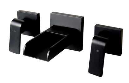 ALFI brand AB1796-BM Black Matte Widespread Wall Mounted Modern Waterfall Bathroom Faucet