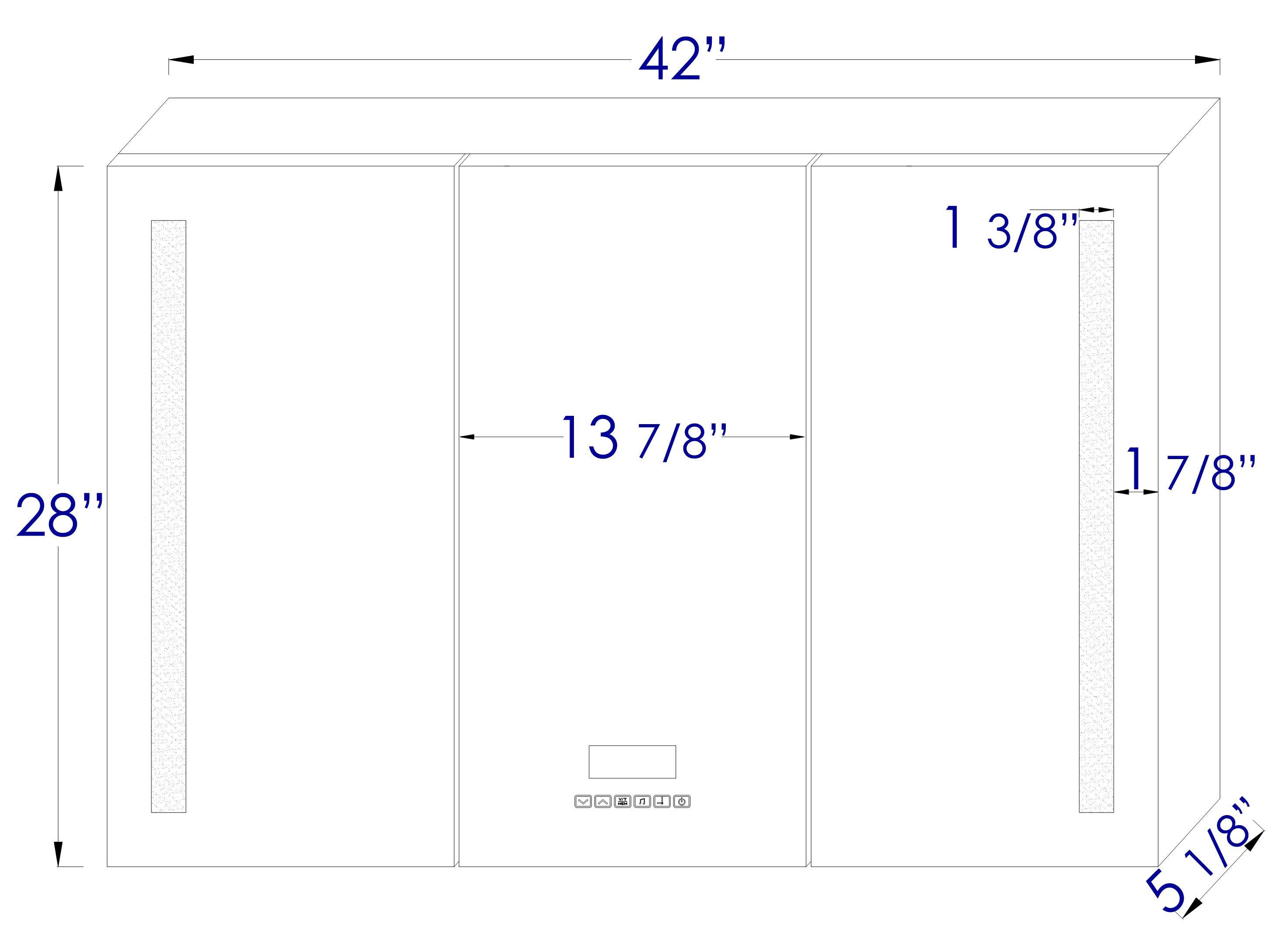 ALFI brand ABMC4228BT 42" x 28" Triple Door LED Light Bluetooth Medicine Cabinet