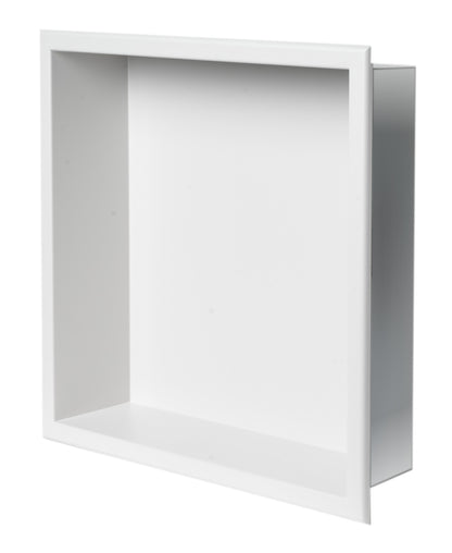 ALFI brand ABNC1616-W 16" x 16" White Matte Stainless Steel Square Single Shelf Bath Shower Niche