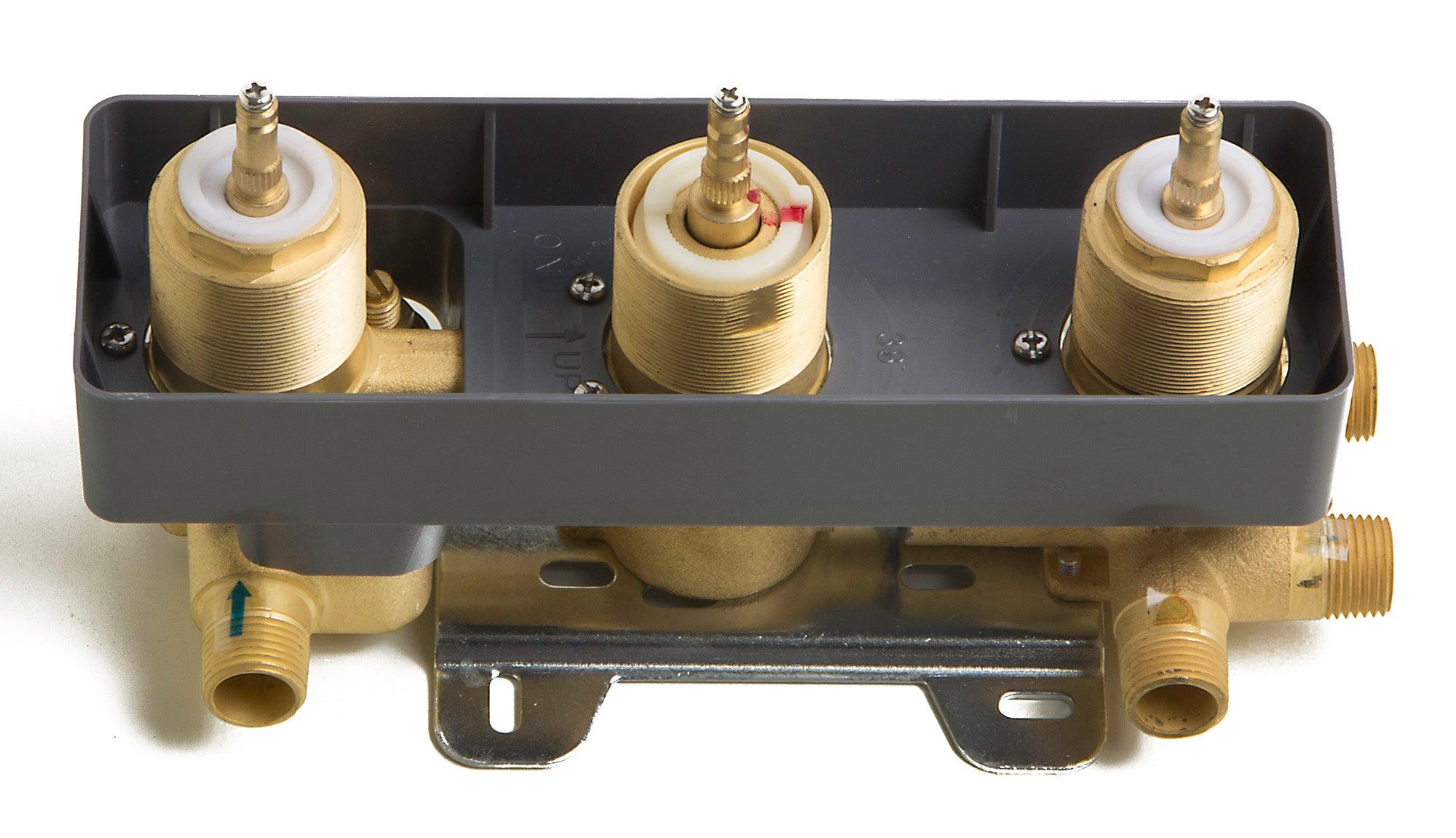 ALFI brand AB2901-BN Brushed Nickel Concealed 4-Way Thermostatic Valve Shower Mixer /w Square Knobs