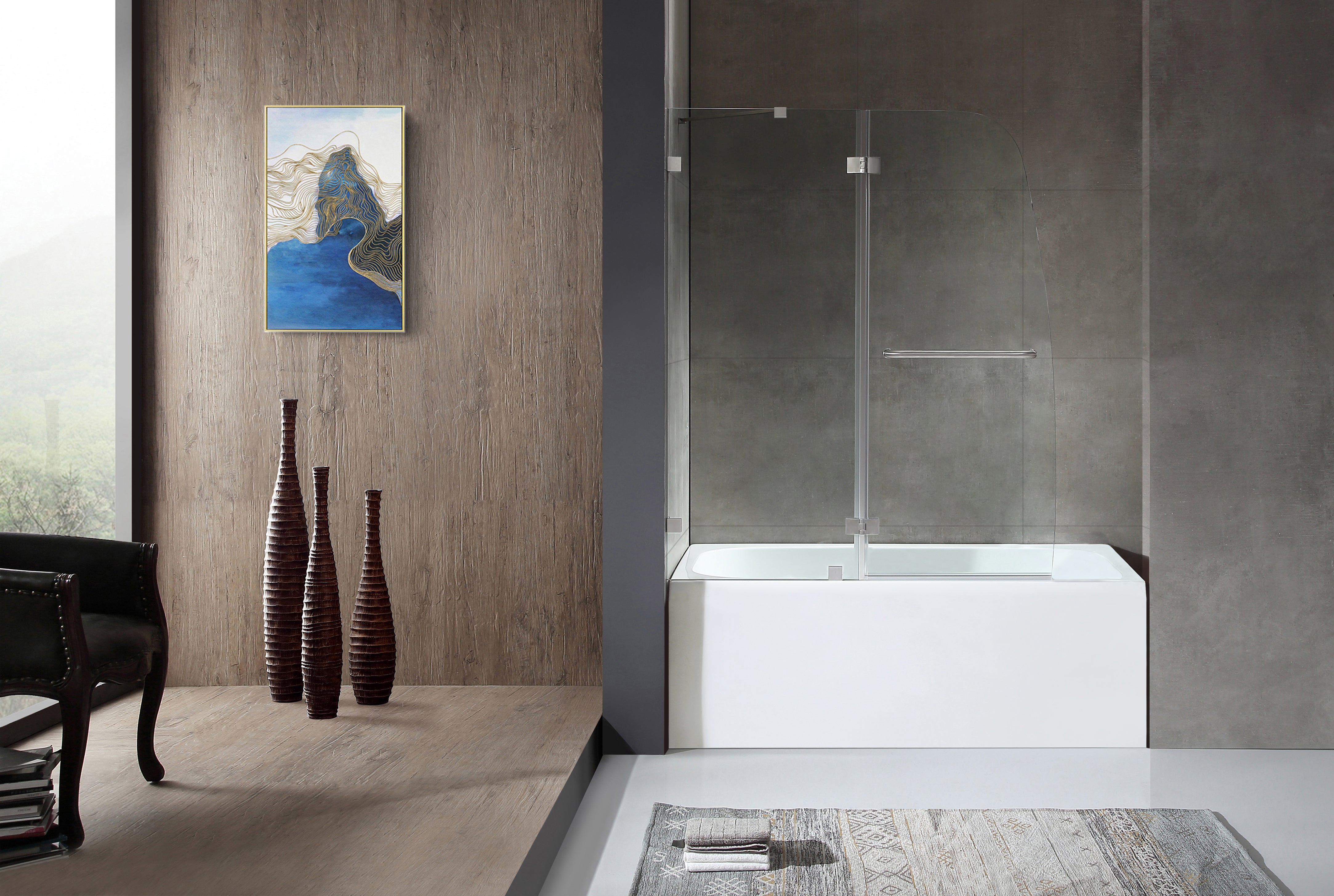 Pacific Series 48 in. by 58 in. Frameless Hinged Tub Door