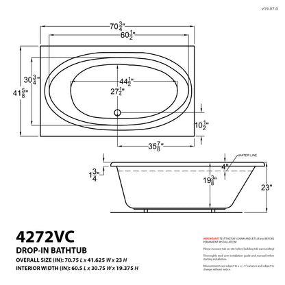 Atlantis Whirlpools Vogue 42 x 72 Rectangular Air Jetted Bathtub