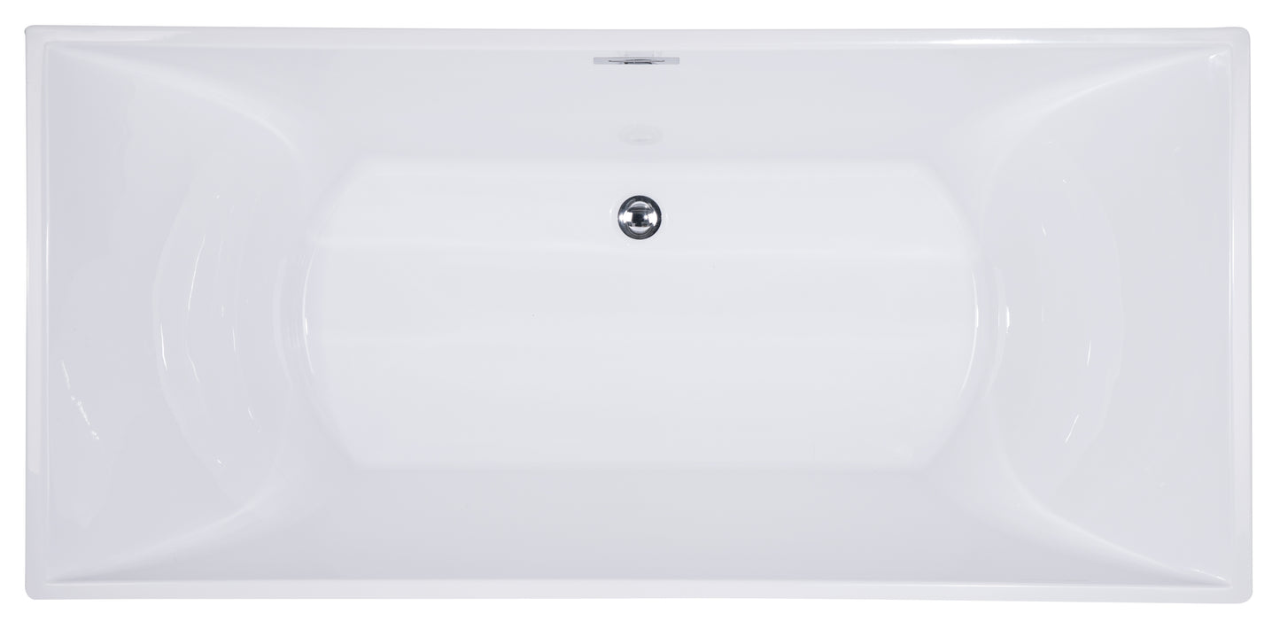 ALFI brand AB8840 67 inch White Rectangular Acrylic Free Standing Soaking Bathtub