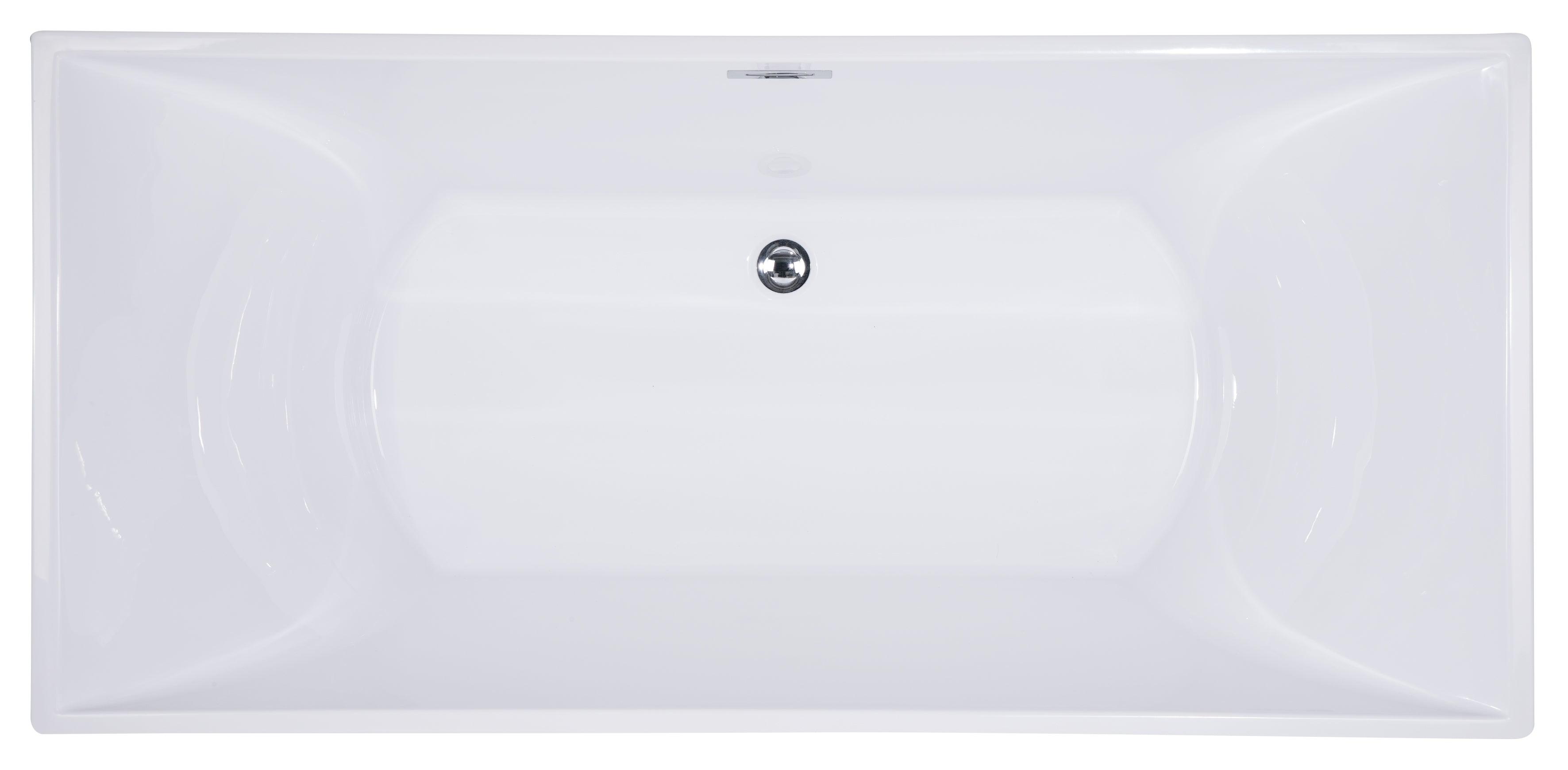ALFI brand AB8840 67 inch White Rectangular Acrylic Free Standing Soaking Bathtub