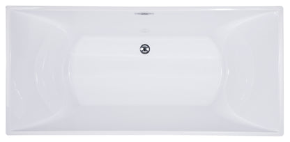 ALFI brand AB8840 67 inch White Rectangular Acrylic Free Standing Soaking Bathtub