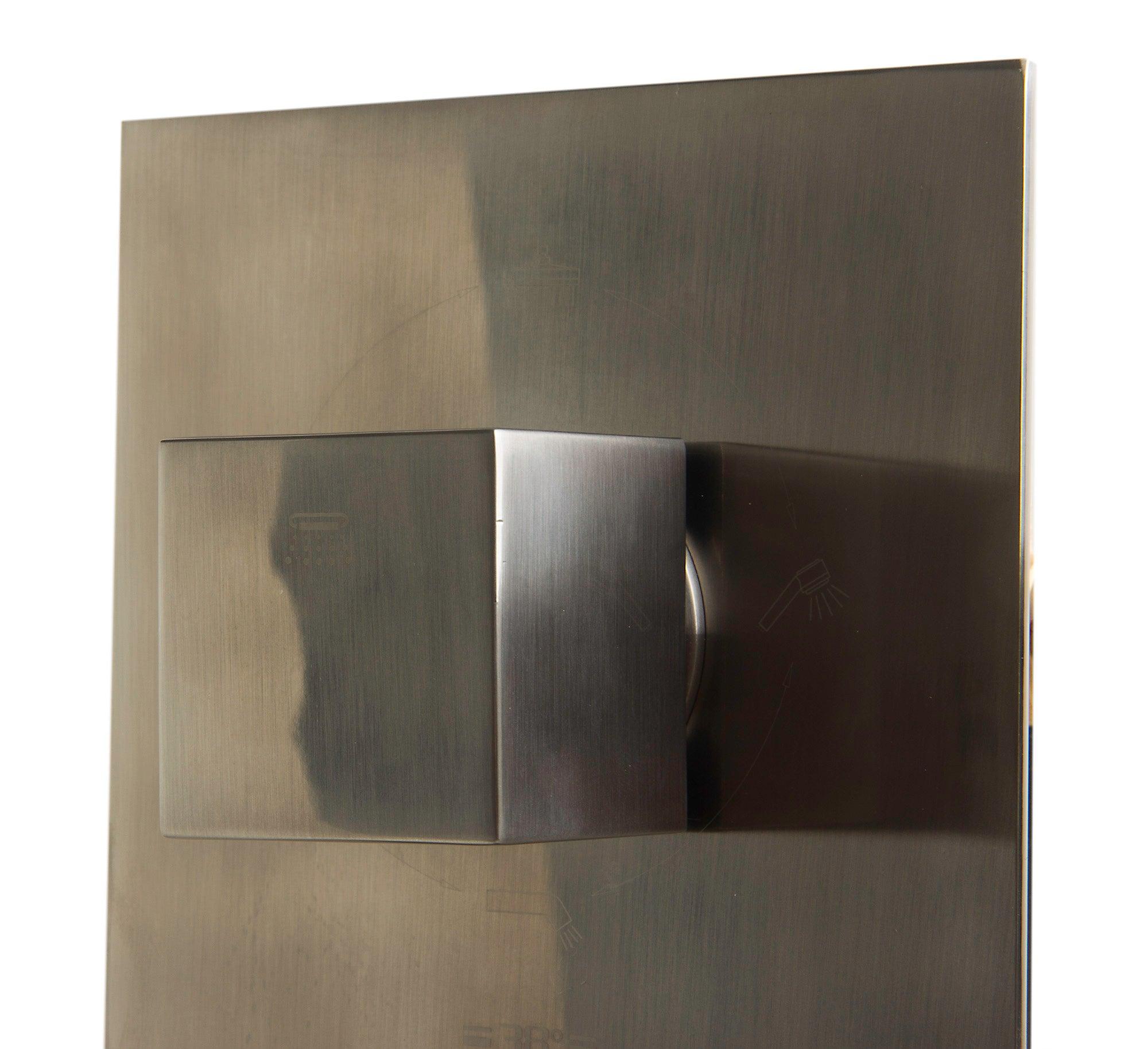 ALFI brand AB2901-BN Brushed Nickel Concealed 4-Way Thermostatic Valve Shower Mixer /w Square Knobs