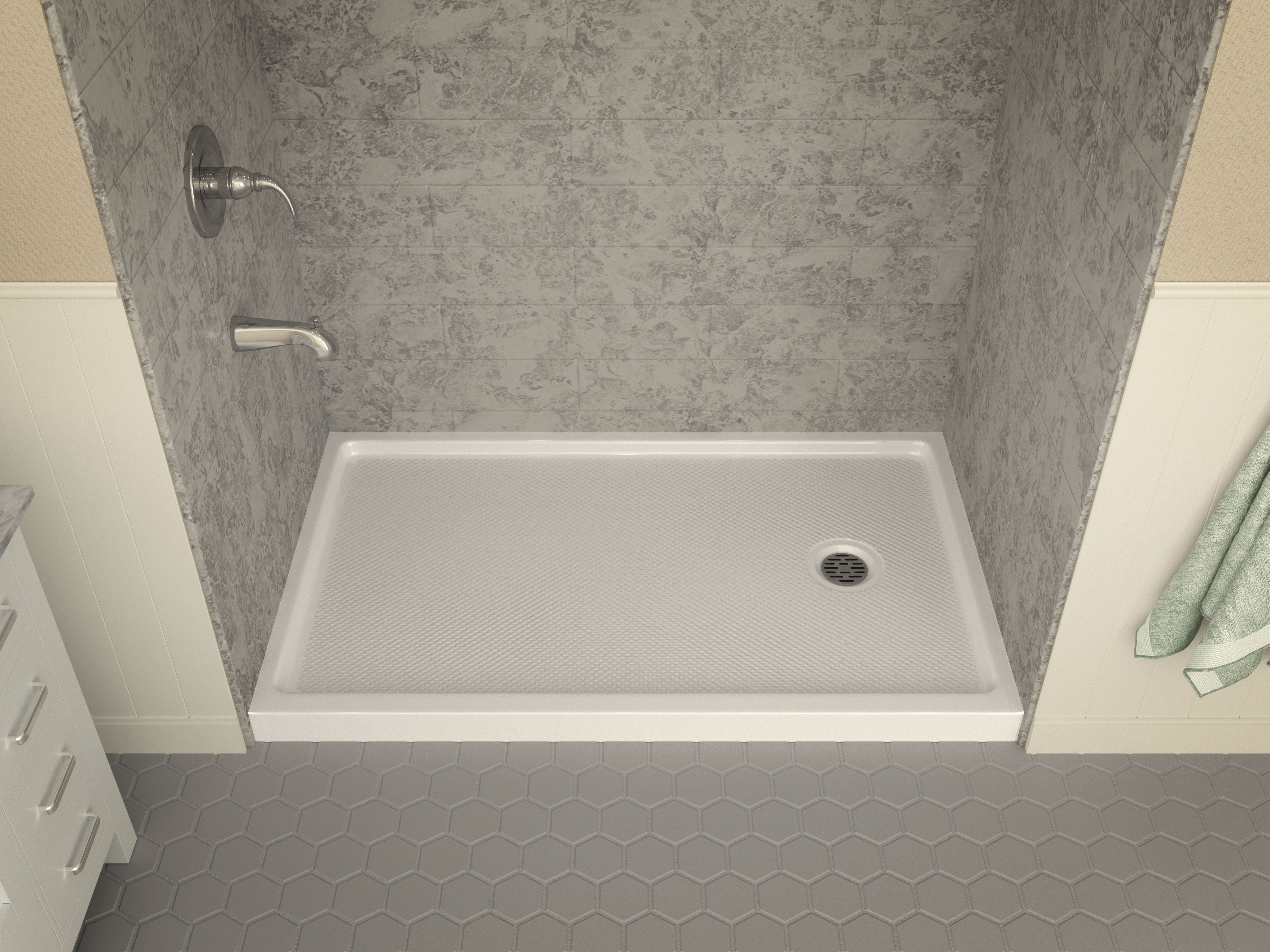 Colossi Series 36 in. x 60 in. Single Threshold Shower Base in White