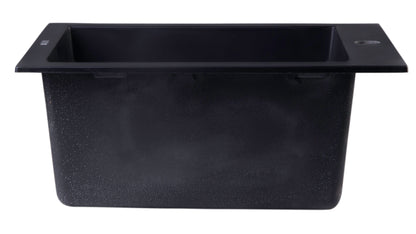 ALFI brand AB1720DI-BLA Black 17" Drop-In Rectangular Granite Composite Kitchen Prep Sink