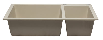 ALFI brand AB3319DI-B Biscuit 34" Double Bowl Drop In Granite Composite Kitchen Sink