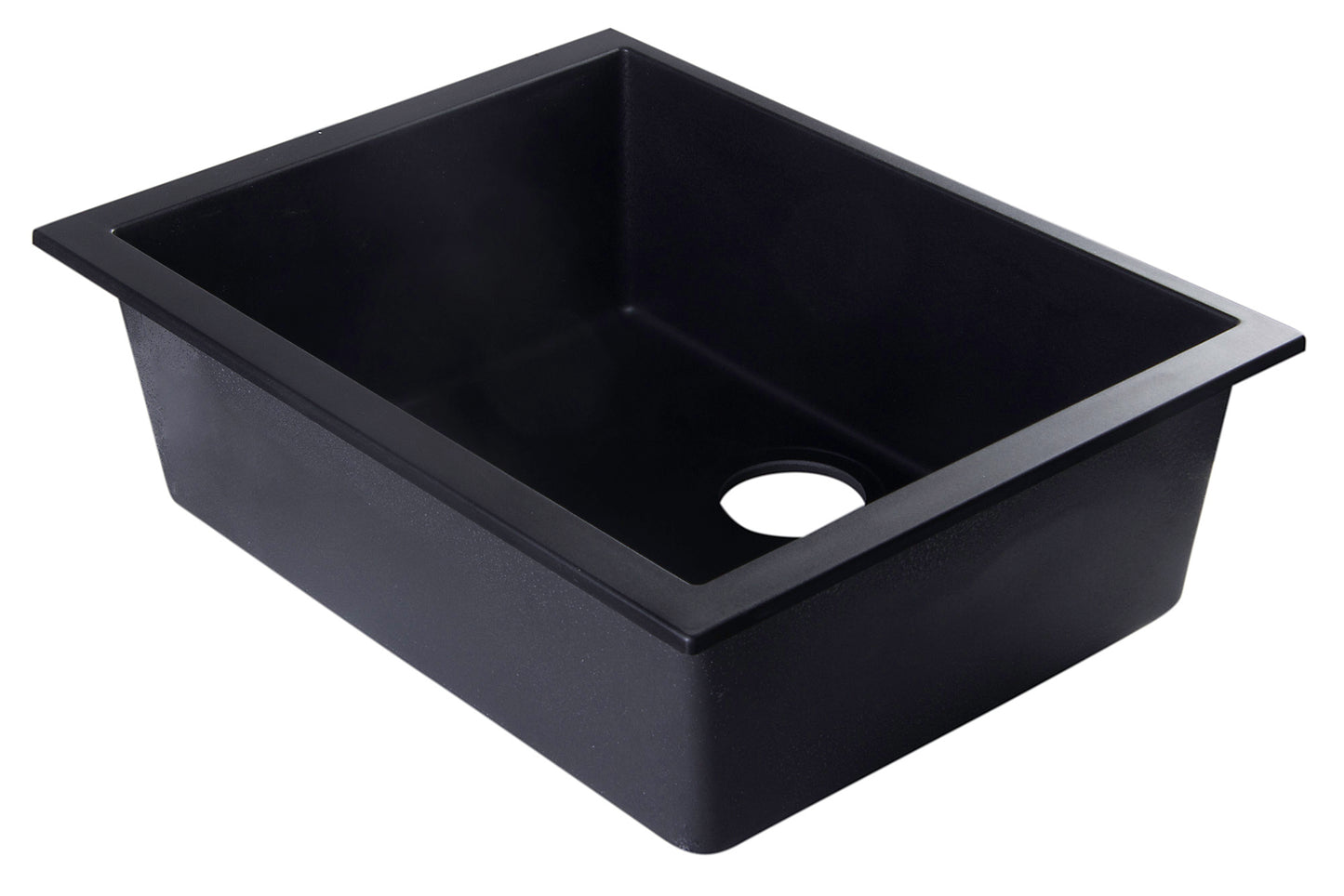 ALFI brand AB2420UM-BLA Black 24" Undermount Single Bowl Granite Composite Kitchen Sink