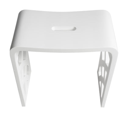 ALFI brand ABST88 Designer White Matte Solid Surface Resin Bathroom / Shower Stool