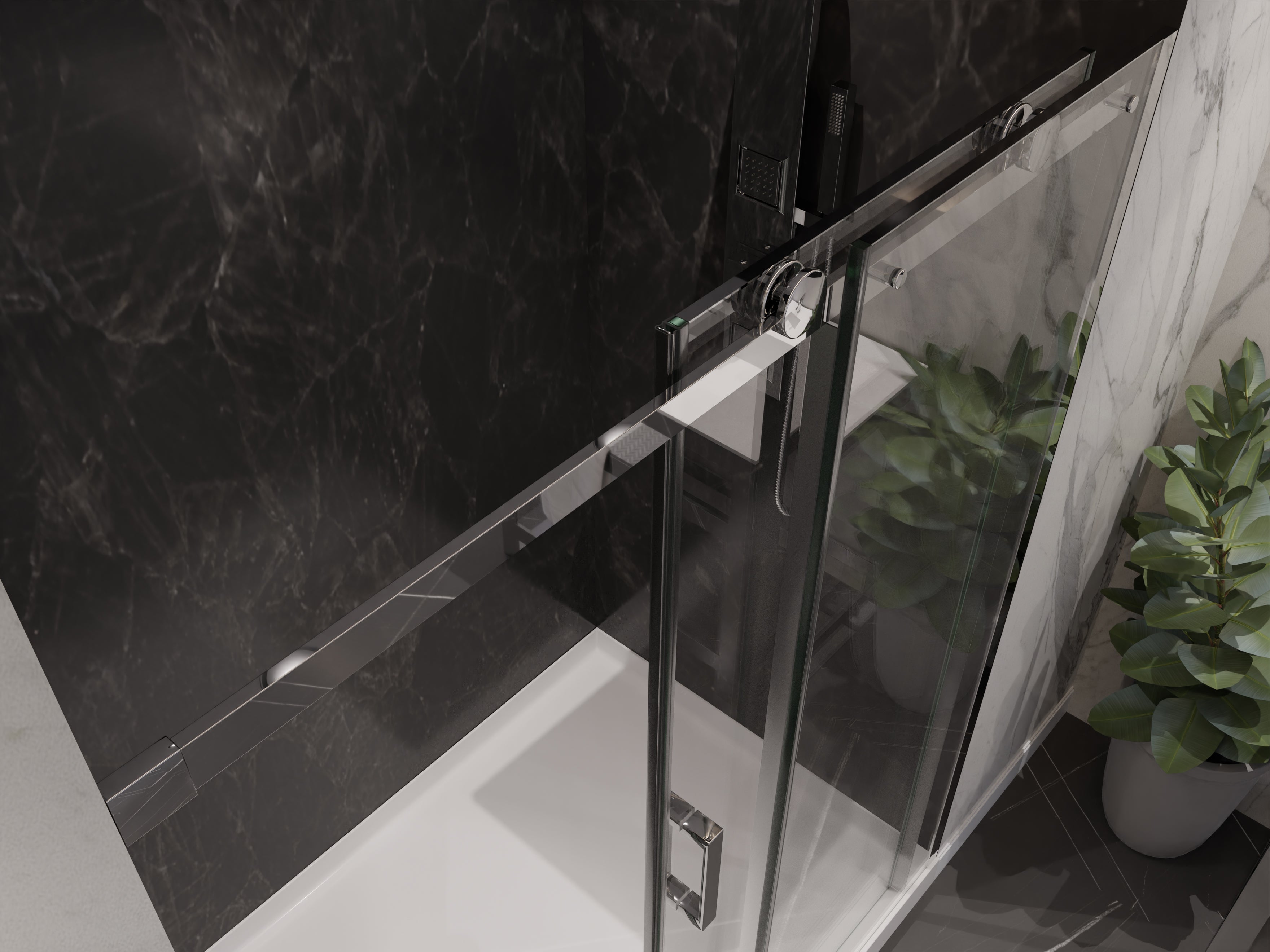 Rhodes Series 60 in. x 76 in. Frameless Sliding Shower Door with Handle