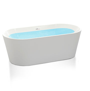 Chand 55 in. Acrylic Flatbottom Freestanding Bathtub in White