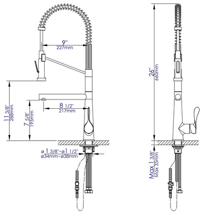 ALFI brand ABKF3787-PC Polished Chrome Double Spout Commercial Spring Kitchen Faucet