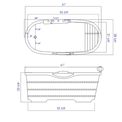 ALFI brand AB1136 61" Free Standing Cedar Wooden Bathtub with Chrome Tub Filler