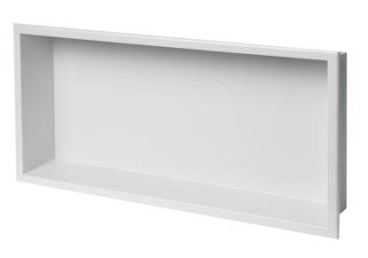 ALFI brand ABNC2412-W 24 x 12 White Matte Stainless Steel Horizontal Single Shelf Bath Shower Niche