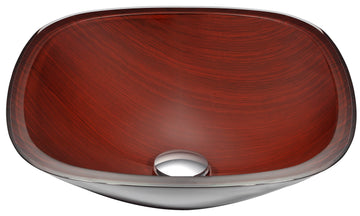 Cansa Series Deco-Glass Vessel Sink in Rich Timber